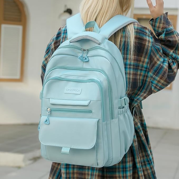 School Cute Aesthetic Backpack Girls Basckpack for Students Kids Teen Girls Large Capacity Bookbags College Backpacks Laptop Lightweight Bookbag Casual Travel Daypacks School Bag（Blue）