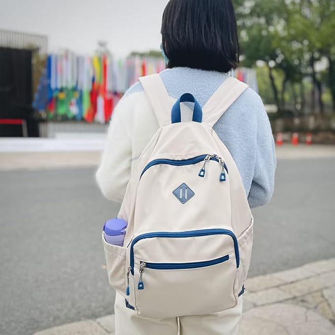 Lohol Classic Backpack for Girls Boys Teens, Lightweight Bookbag for School Travel College (Grey/Blue)