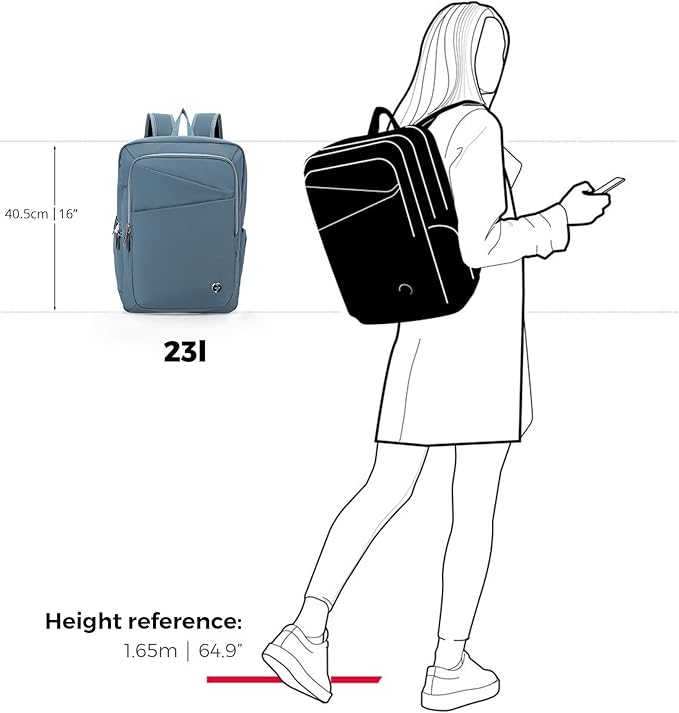 Swissdigital Design Women's Backpack for Work/Travel/Leisure with USB Charging Port, Water Bottle Holder, Separate Sunglass Pocket - Fits 15.6 inch Laptop,Blue | SD1006F-13