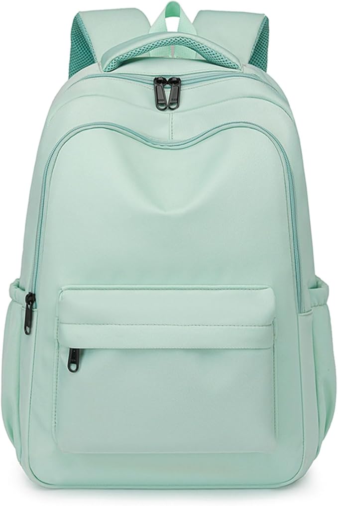 Cute College Backpack for School Aesthetic Backpack for Teen Girls Students Laptop Bag Large Capacity Bookbags Kids Travel Lightweight Backpacks for Casual Daypacks School Bag Solid Color(Green)
