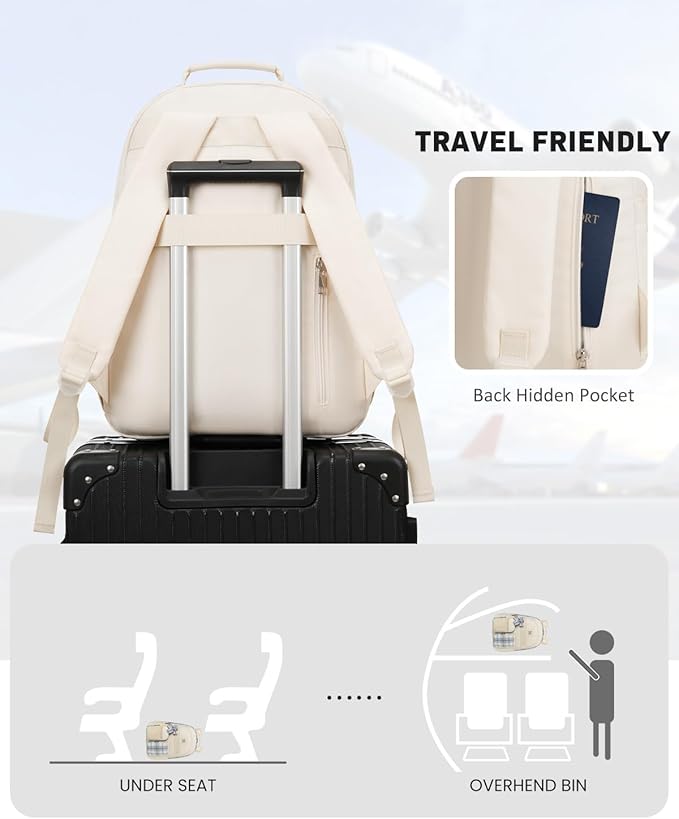 School Backpack for Girls, Cute Kawaii Plaid Kids Bookbag Large 15.6 Inch Laptop Bag for Middle High School College Backpacks for Women Students Teenager, Beige