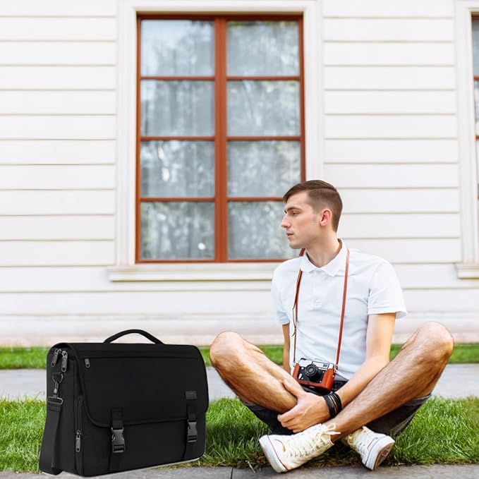 MATEIN Messenger Bag for Men, Teen School Bag Lightweight 17.3 inch Laptop Briefcase, Large Crossbody College Satchel Computer Work Office Case with Shoulder Strap, College Student Gifts, Black