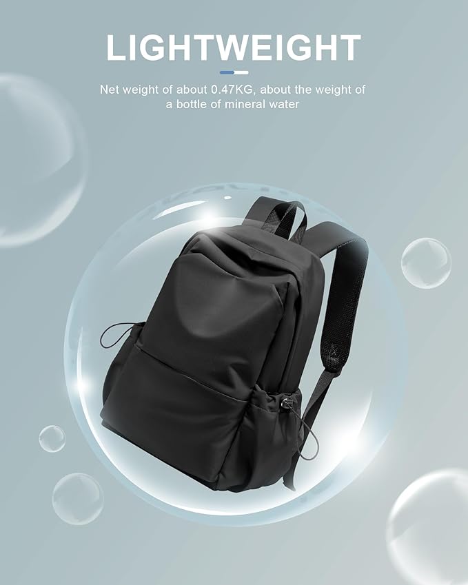 Backpack For Women Men School Aesthetic Lightweight College Backpack for Boys Girls Book Bag Casual Daypack Laptop Gym Backpacks Black-L