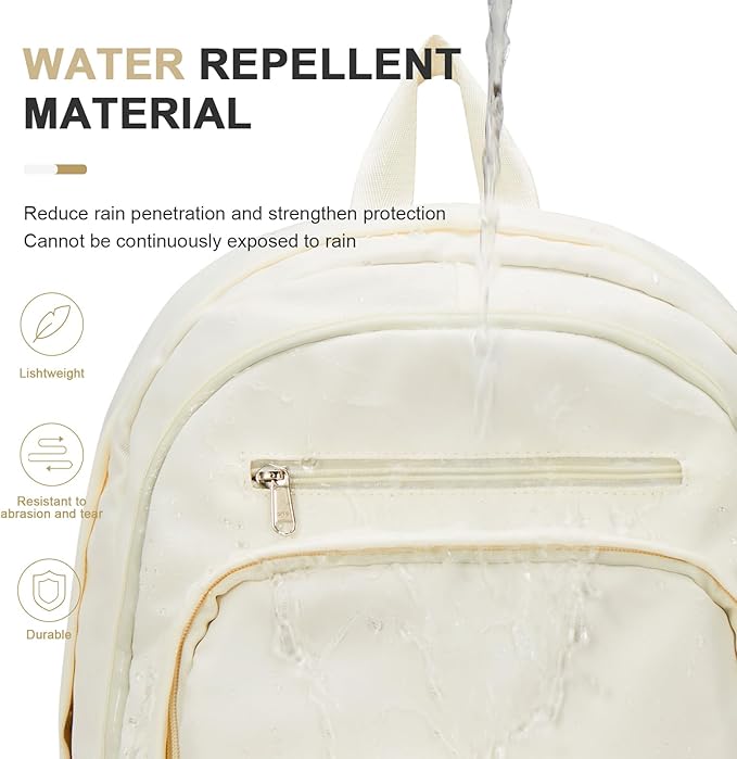 College Backpack For Women Men,Lightweight High School Bag,School Backpack With Lots Of Pockets,Cute Bookbag For Teens Boys Girls,Casual Daypack Backpack For School(Beige)