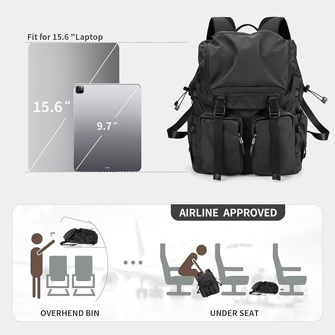 Vintage Laptop Backpack for Men & Women, 30L Functional Stylish Backpack with Stretchy Side Pocket Design, Water Resistant College Work Commuter Travel Backpack Fits 15.6 Inch Tablet, Notebook