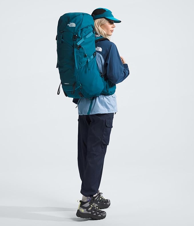 The North Face Women's Terra 55 Backpack - Hiking Pack, Women-Specific Fit, Cinch-Top Opening, Pole & Ice Axe Attachments, Blue Moss/Sapphire Slate-NPF, X-Small/Small