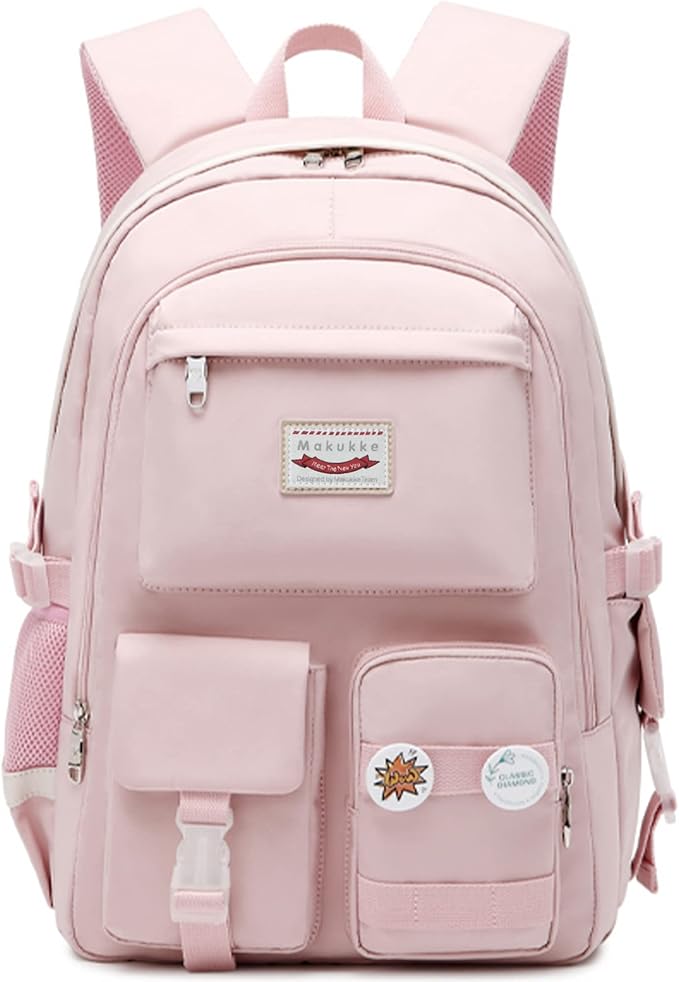 Makukke School Backpacks for Teen Girls - Laptop Backpacks 15.6 Inch College Cute Bookbag Anti Theft Women Casual Daypack,Pink Backpack