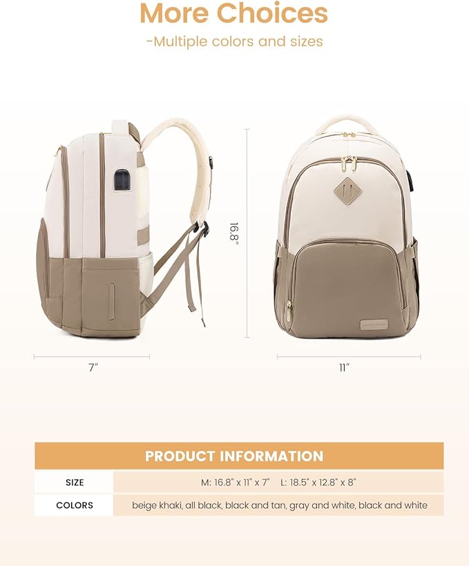 LOVEVOOK School Backpack for Women Classic Backpack with 15.6" Laptop Compartment Lightweight Bookbag for College Work High School