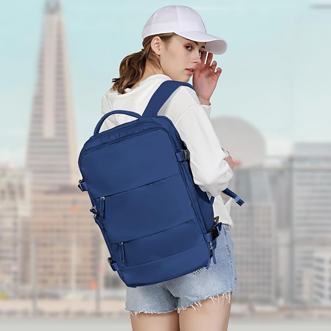 coowoz Large Travel Backpack For Women Men,Carry On Backpack Flight Approved,Hiking Backpacks Outdoor Rucksack Casual Daypack Travel Bag Essentials Personal Item Backpack (Royal Blue L)