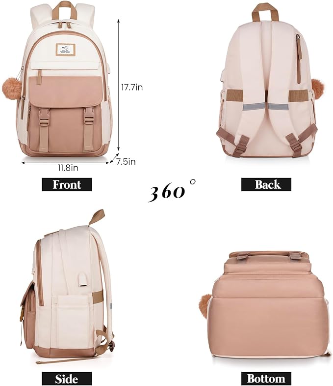 MOMUVO School Backpacks for Teen Girls Women,15.6 Inch Laptop School Book Bag Cute College Backpack Bookbag for Students
