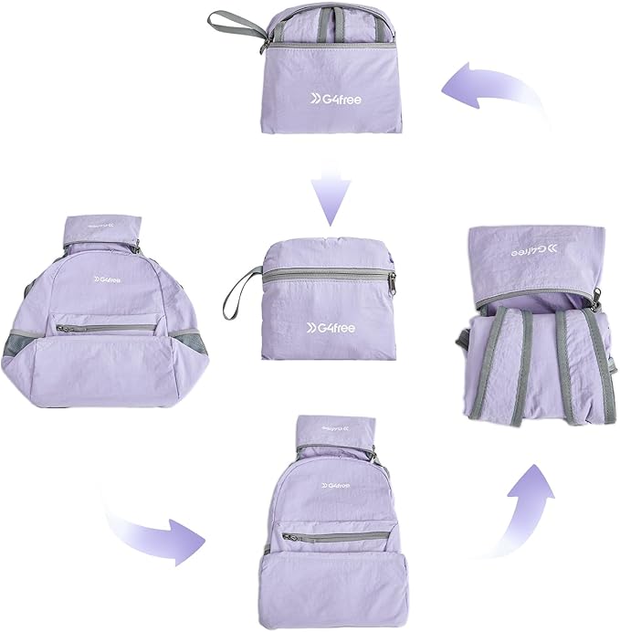 G4Free 20L Lightweight Packable Backpack Travel Hiking Daypack Foldable Backpack for Men Women(Light Purple)