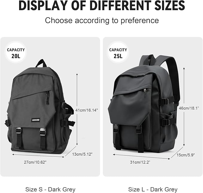 Casual Daypack Large upgraded version College Laptop Backpack for Men Women Water Resistant Lightweight School Bag Travel Rucksack for Sports High School Middle Bookbag for girls Size L(Dark grey)