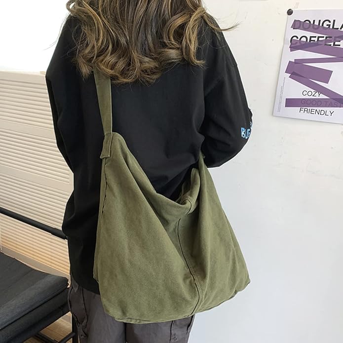 GAXOS Aesthetic Cute Messenger Bag for School Vintage Black Canvas Crossbody for Women Shoulder Laptop Bag