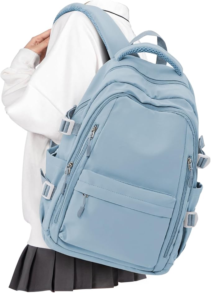 BOXSAM Lightweight Backpack for Women, Large Laptop Travel Backpack Casual Daypack Bag Rucksack for Men.Light Blue