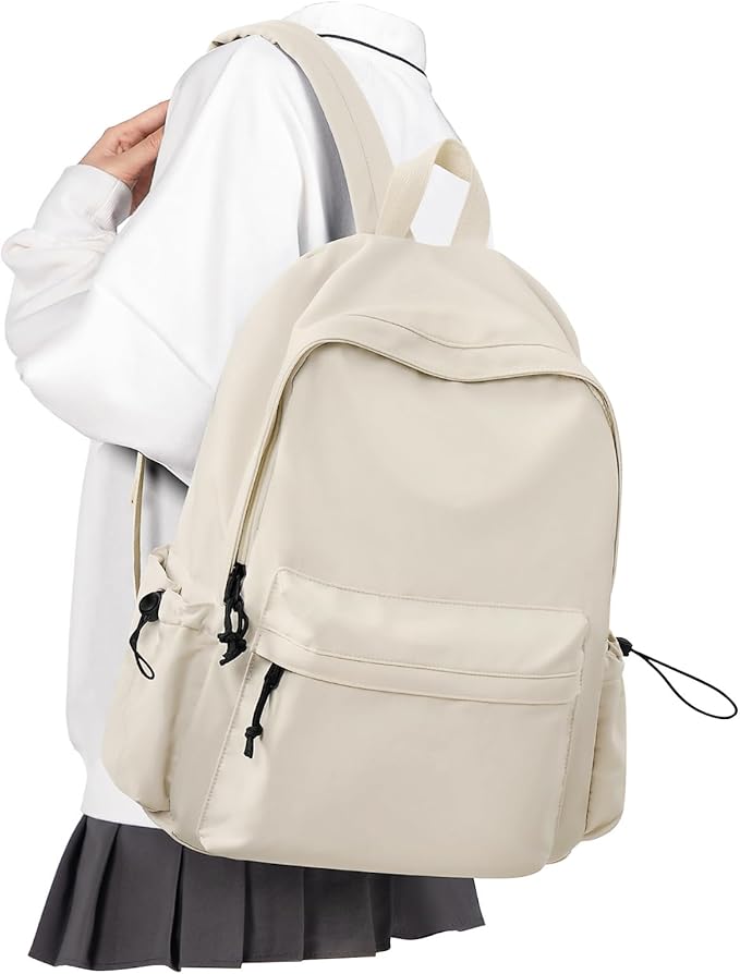 VECAVE School Backpack Beige Waterproof Bookbag Casual Lightweight Travel Rucksack Daypack Backpacks for Men Women College High School Bags backpack for Boys Girls Teens