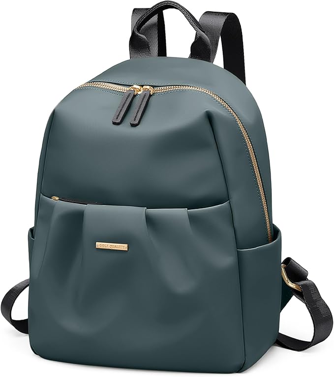 Small Backpack for Women, Cute Backpack Casual Work Daypack Purse for College Travel, fit 9.7 Inch, Dark Green