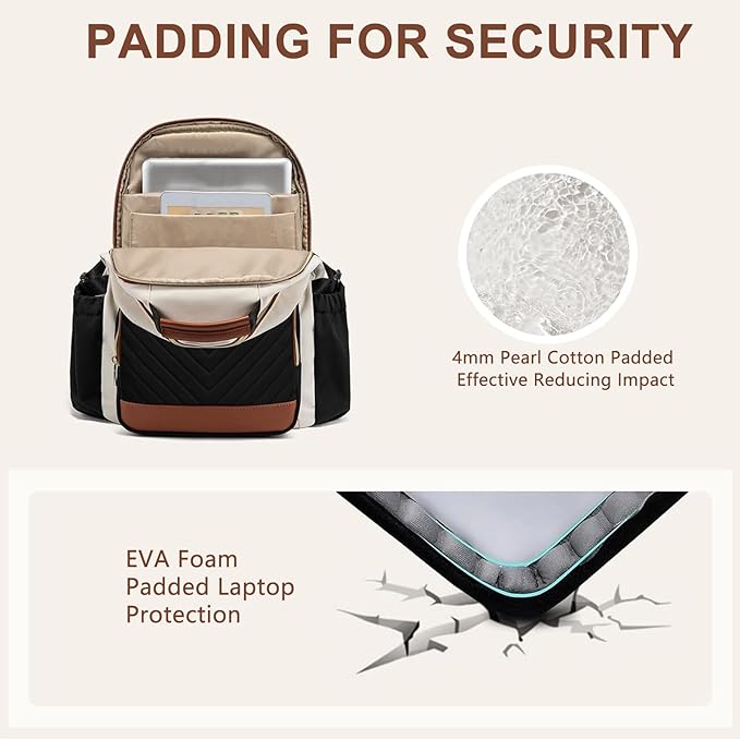 Laptop Backpack for Women Bookbag: 17 inch Work School Backpacks with Pouch Pocket for Large Capacity Cup & USB Charger College Book Bag Travel Business Nurse Teacher Bookbags Anti-theft Back Pack