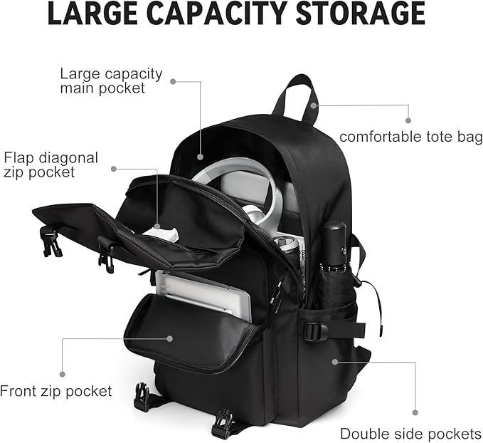 coowoz Casual Daypack Large upgraded version College Laptop Backpack for Men Women Water Resistant Lightweight School Bag Travel Rucksack for Sports High School Middle Bookbag for girls Size L(Black)