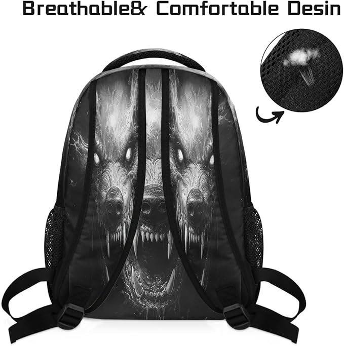 Pardick Monster Horror Backpack for Kids Girls Boys Lightweight School College Students 18in Bookbag Large Capacity Computer Backpacks Laptop Rucksack Travel Gym Hiking Camping Daypack
