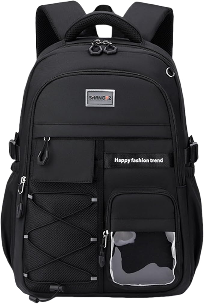 Laptop Backpack Large Cool Aesthetic Waterproof Hiking Travel Backpacks Multiple Pockets Book Bag for College Women Men (Black)