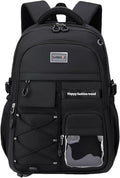 Laptop Backpack Large Cool Aesthetic Waterproof Hiking Travel Backpacks Multiple Pockets Book Bag for College Women Men (Black)