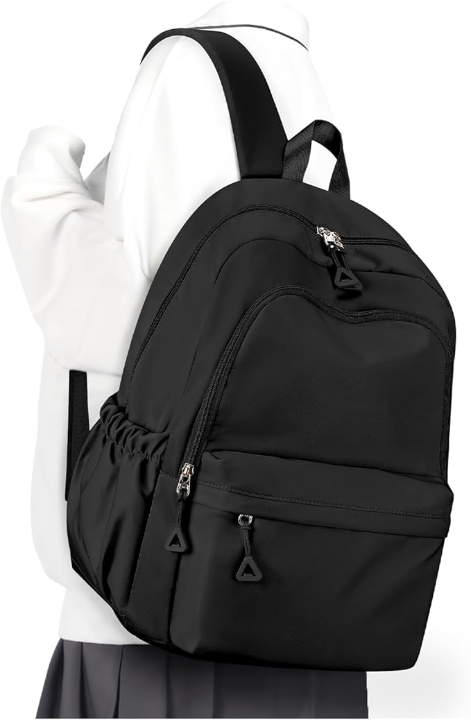 winspansy Backpack for School Teenage Girls Boys,Waterproof Lightweight School Bags Travel Daypack Simple Cute College Backpack Rucksack for Women Men fit 14 Inch Laptop,Black