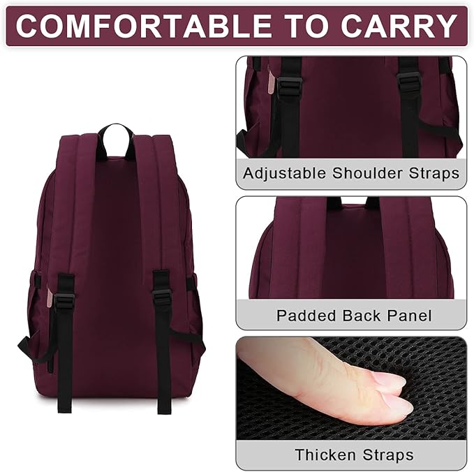 RAVUO School Backpack for Men Women, Water Resistant 15.6 inch Laptop Bag College Bookbag Casual Daypack Travel Rucksack