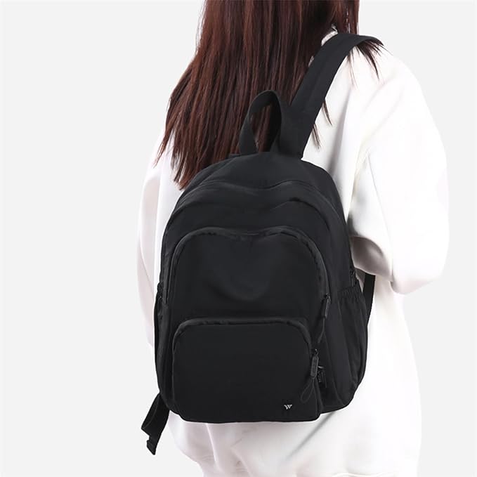 Small Nylon Backpack Mini Casual Daypack Lightweight Backpack for Women Travel Purse (Beige)