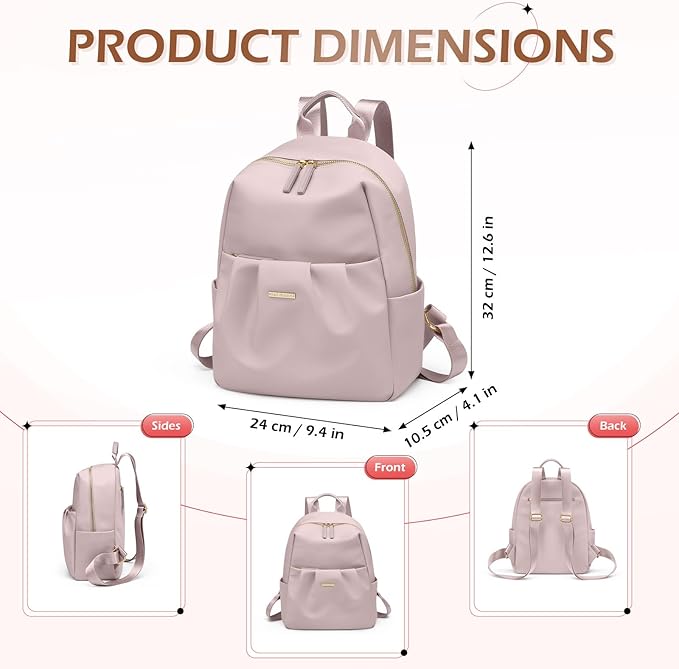 Small Backpack for Women Lightweight Mini Cute Back pack Daypack Purse fot Casual Daily Travel College Work,9.7 Inch,Greyish pink