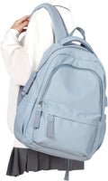 winspansy Small Backpack For School Girls Boys Aesthetic Lightweight Travel Daypack Simple Cute Backpack For Women Men College High School Bookbag Fit 14 Inch Laptop With USB charging port,Light Blue