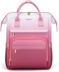 LOVEVOOK Gradient Laptop Backpack for Women,15.6 Inch Work Computer Bakcpack Purse Laptop Bag With Anti-Theft Pocket,Waterproof Carry on Teacher College Backpack for Travel,Pink-White