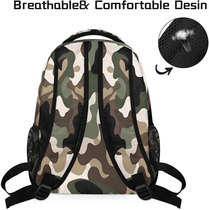 Pardick Camouflage Camo Amry Backpack for Kids Girls Boys Lightweight School College Students 18in Bookbag Large Capacity Computer Backpacks Laptop Rucksack Travel Gym Hiking Camping Daypack