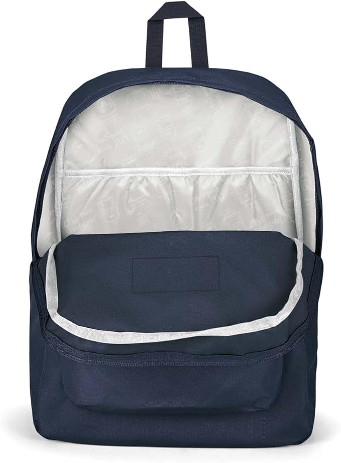 JanSport SuperBreak Plus Backpack with Padded 15-inch Laptop Sleeve and Integrated Bottle Pocket - Spacious and Durable Daypack for Work and Travel - Navy