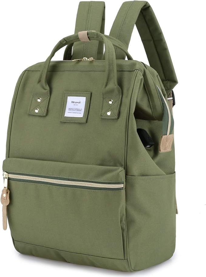 Himawari Laptop Backpack for Women&Men,Wide Open Large USB Charging Port 15.6 Inch Laptop Doctor College Work Bag (9001-ArmyGreen）