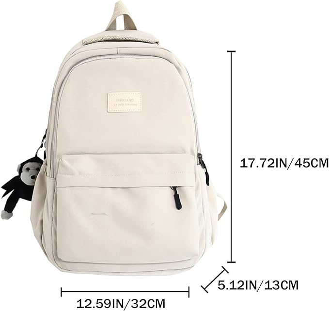 Aesthetic Backpack Cute Backpack for School College Backpack Large Capacity Bookbags for Girls Women Students Casual Travel Daypacks Solid Color(Black)