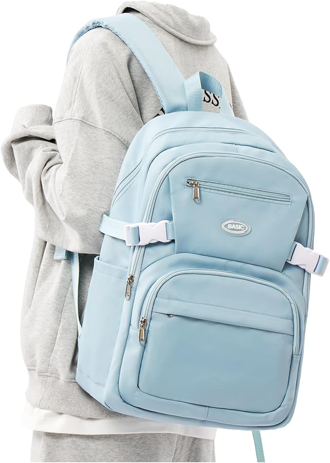 weradar Lightweight School Backpack For Women Men,Waterproof High School Bag,Casual Daypacks Backpack With Lots Of Pockets,Aesthetic College Backpack For Boys Girls(Blue)