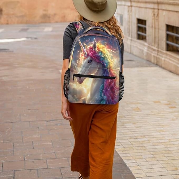 Pardick Unicorn Galaxy Cute Backpack for Kids Girls Boys Lightweight School College Students 18in Bookbag Large Capacity Computer Backpacks Laptop Rucksack Travel Gym Hiking Camping Daypack