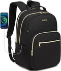 Laptop Backpack Women School Backpack for High School Teen Girls, Water Resistant College Bookbag with Charging Hole for Travel Work, Black
