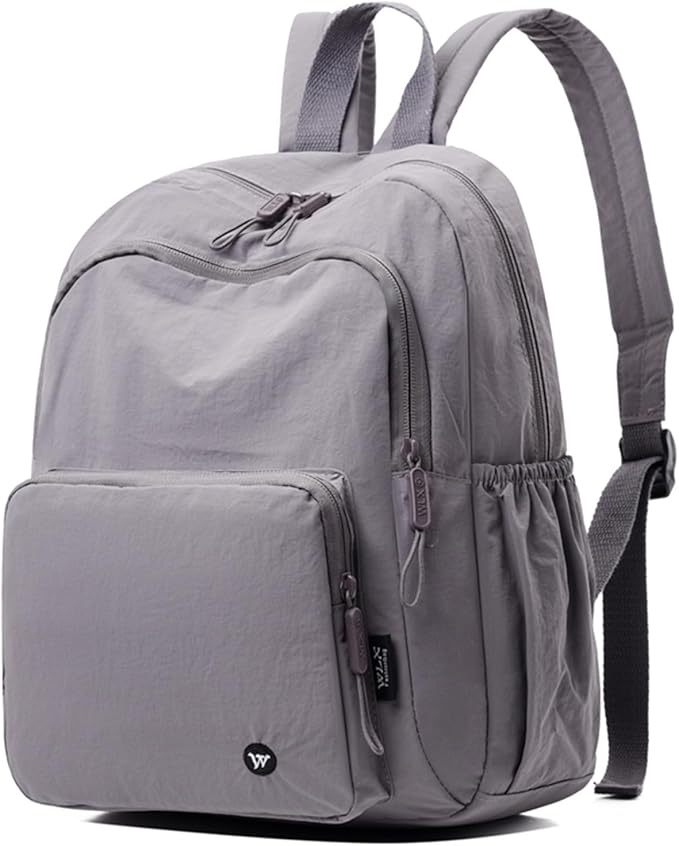 Small Nylon Backpack Mini Casual Daypack Lightweight Backpack for Women Travel Purse (Grey purple)