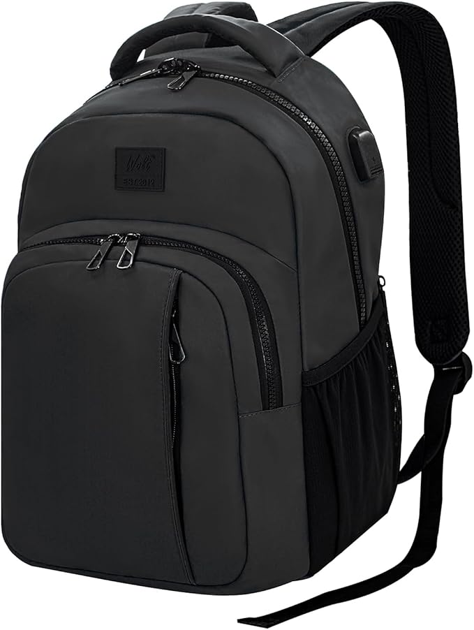WOLT Laptop Backpack for Men Women for 15.6 Inch and 17 Inch Notebook, Travel Backpack Carry On Flight Approved with Computer Compartment, College Bookbag with USB Charging Port (Black)