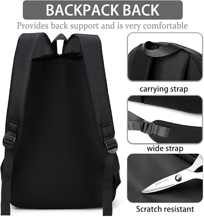 Multifunctional Casual Backpack for Men Women, Lightweight Water-Resistant School Bookbag for College Work Travel, Black 01