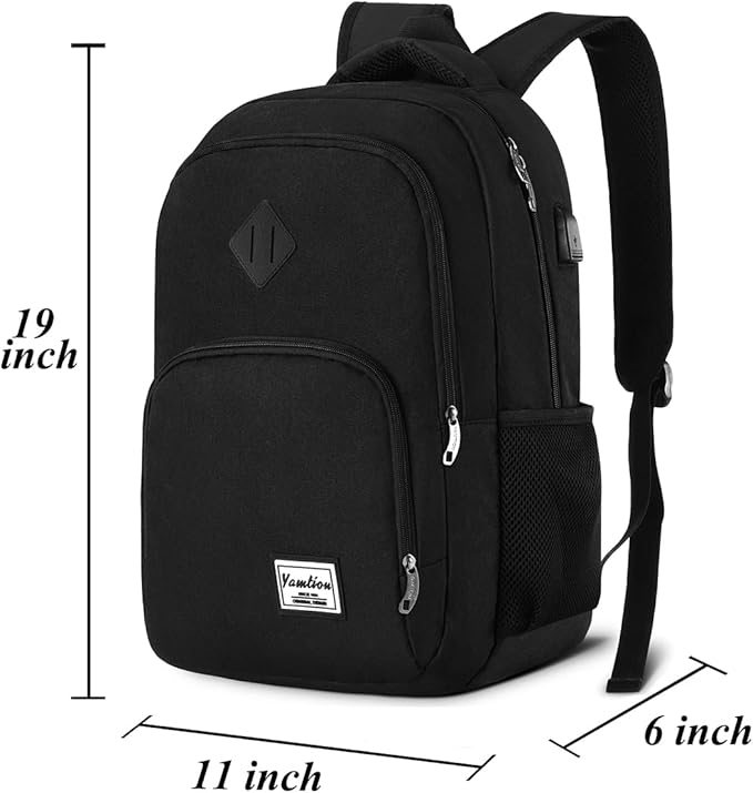 YAMTION Backpack for Men and Women,School Backpack for Teenager,15.6 inch Laptop Bookbag with USB Charging port for Business Work College Travel Trip