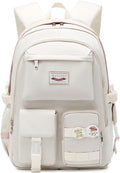 Makukke School Backpacks for Teen Girls - Laptop Backpacks 15.6 Inch College Cute Bookbag Anti Theft Women Casual Daypack,White