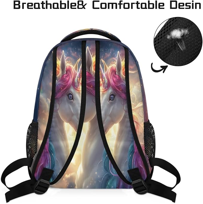 Pardick Unicorn Galaxy Cute Backpack for Kids Girls Boys Lightweight School College Students 18in Bookbag Large Capacity Computer Backpacks Laptop Rucksack Travel Gym Hiking Camping Daypack