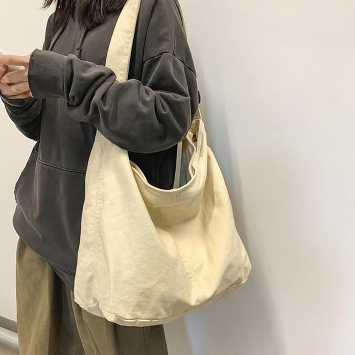 GAXOS Aesthetic Cute Messenger Bag for School Vintage Black Canvas Crossbody for Women Shoulder Laptop Bag