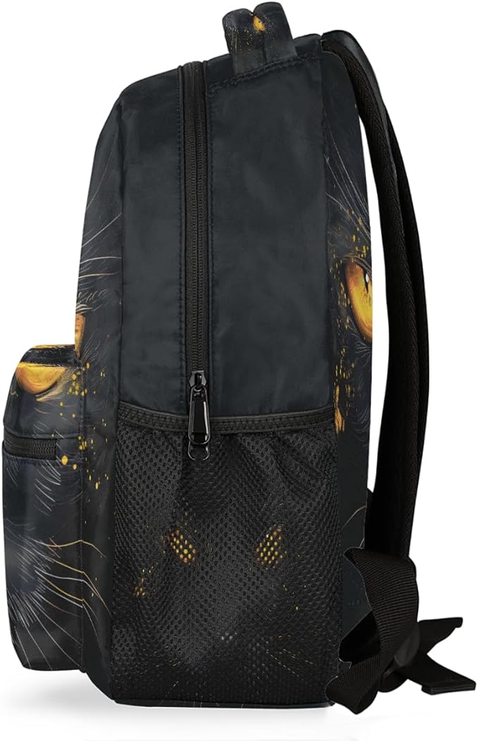 Pardick Black Cat Backpack for Kids Girls Boys Lightweight School College Students 18in Bookbag Large Capacity Computer Backpacks Laptop Rucksack Travel Gym Hiking Camping Daypack