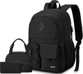 YAMTION 3 Pack School Backpack Set for Women,Bookbag for Teen Girls Backpack College Laptop School Bags,Mochilas Mujer Morrales Escuela,Black