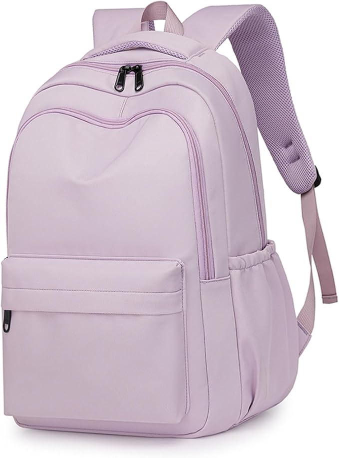 Cute College Backpack for School Aesthetic Backpack for Teen Girls Students Laptop Bag Large Capacity Bookbags Kids Travel Lightweight Backpacks for Casual Daypacks School Bag Solid Color(Purple)