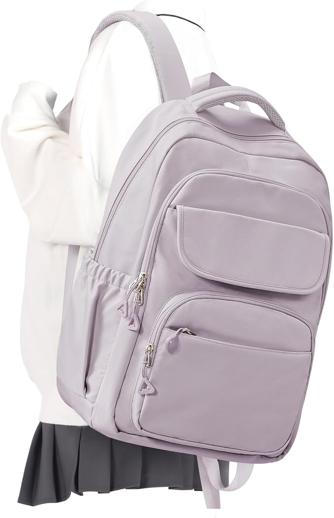 Cute School Backpack for Teens Girls Boys Waterproof School Bag Basic Backpack for College Students Multi Pocket Backpack Lightweight Casual Daypack Backpacks for Women Men（Purple）