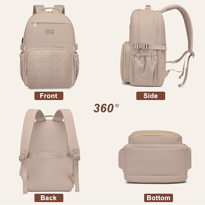 Laptop Backpack for Women Bookbag: 15.6 inch Work Backpacks with Pouch Pocket for Large Capacity Cup & USB Charger College Book Bag Travel Business Nurse Teacher Bookbags Anti-theft Back Pack